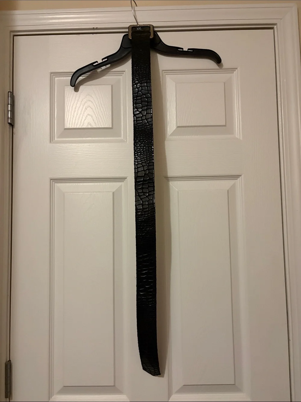 Black Croc-Embossed Faux Belt